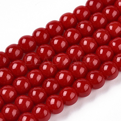 Opaque Solid Color Glass Beads Strands GLAA-T032-P10mm-23-1