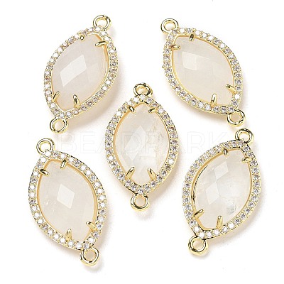 Natural Quartz Crystal Faceted Horse Eye Connector Charms G-G181-07G-09-1