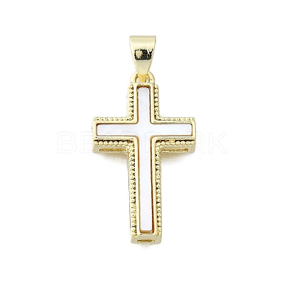 Cross Brass Pendants KK-V010-32G-1