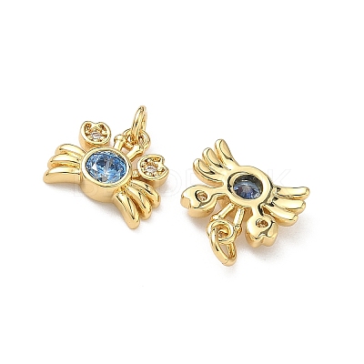 Brass Micro Pave Cubic Zirconia Charms KK-C252-03G-1