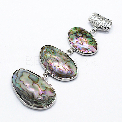 Brass Abalone Shell Oval Big Pendants SSHEL-F0006-05-1