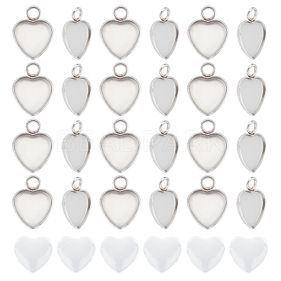 50Pcs 304 Stainless Steel Pendant Cabochon Settings STAS-UN0042-61-1
