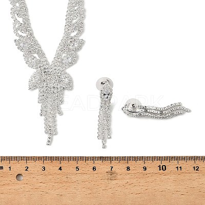 Butterfly Brass Rhinestone Earrings & Pendant Necklaces Set for Women SJEW-M102-06S-1