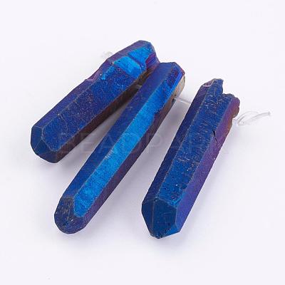 Electroplated Natural Quartz Crystal Graduated Beads Strands G-P315-A06-1