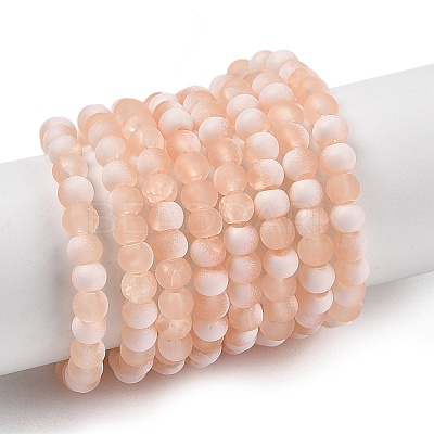 Frosted Crackle Glass Beads Strands GLAA-U001-4mm-M05-1