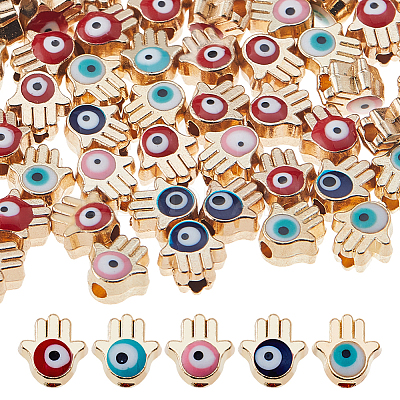 150Pcs 5 Colors Alloy Enamel Beads ENAM-HS0001-04-1