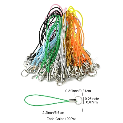 100Pcs Polyester Cord Mobile Straps MOBA-FS0001-02C-1