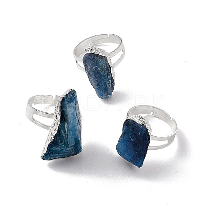 Natural Kyanite/Cyanite/Disthene Irregular Nugget Adjustable Ring RJEW-G269-01S-1