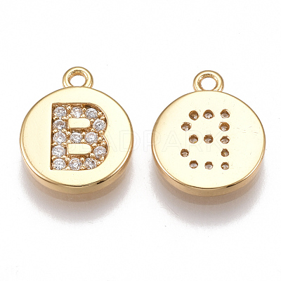 Brass Cubic Zirconia Charms KK-T038-194G-B-1