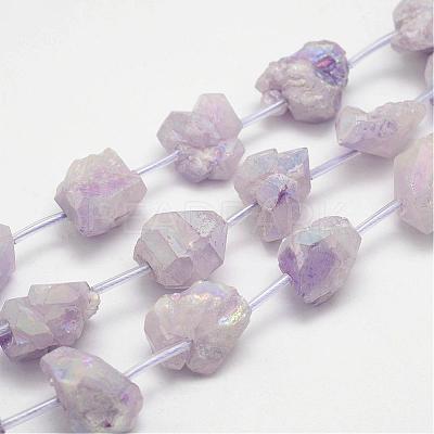 Electroplated Natural Amethyst Bead Strands G-G937-L-02-1