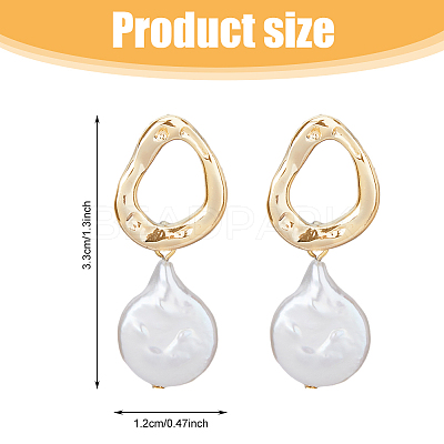 1 Pair Shell Pearl Dangle Stud Earrings EJEW-FI0002-18-1