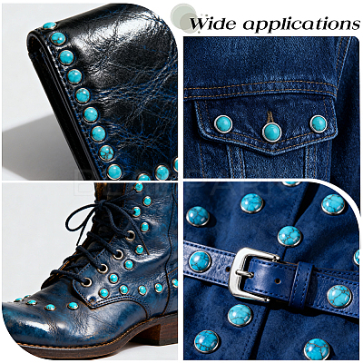 100Pcs Brass with Synthetic Turquoise Rivets KK-CL0001-01A-1