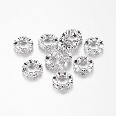 Brass Cubic Zirconia European Beads ZIRC-F001-109P-1