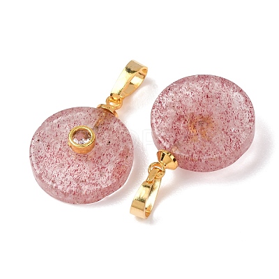 Natural Strawberry Quartz Pendants G-P628-03G-09-1