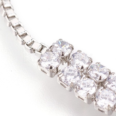Brass Micro Pave Cubic Zirconia Bolo Tennis Bracelets BJEW-F334-P-1