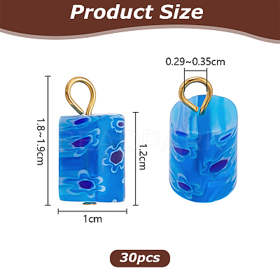 30Pcs Millefiori Glass Pendants PALLOY-PH01834-1