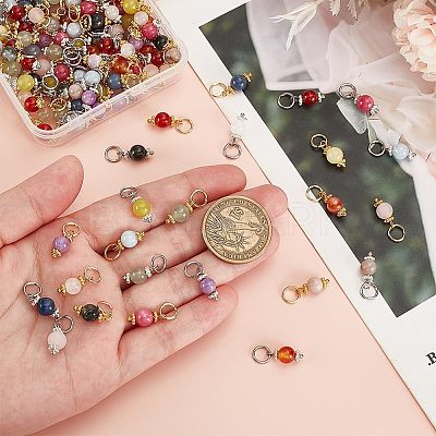 144Pcs 24 Styles Natural Mixed Gemstone Pendants PALLOY-GO00024-1