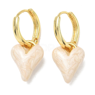 Brass Enamel Dangle Hoop Earrings for Women KK-CBA760A-06G-05-1