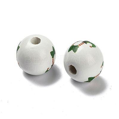 St. Patrick's Day Series Printed Schima Wood European Beads WOOD-V002-01D-1