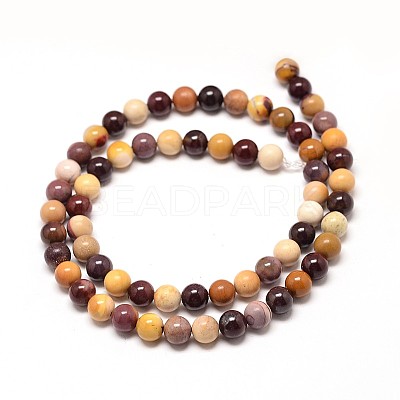 Natural Mookaite Round Bead Strands X-G-P072-34-4mm-1