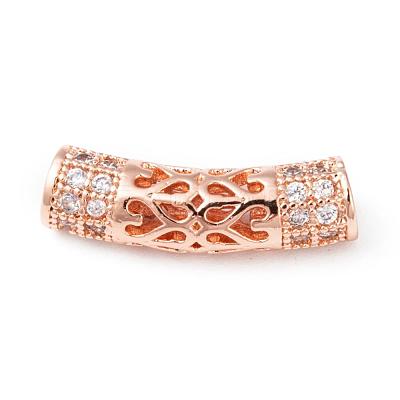 Brass Micro Pave Cubic Zirconia Beads ZIRC-F001-66RG-1