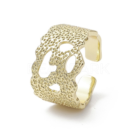 Rack Plating Brass Open Cuff Ring RJEW-K257-50G-1