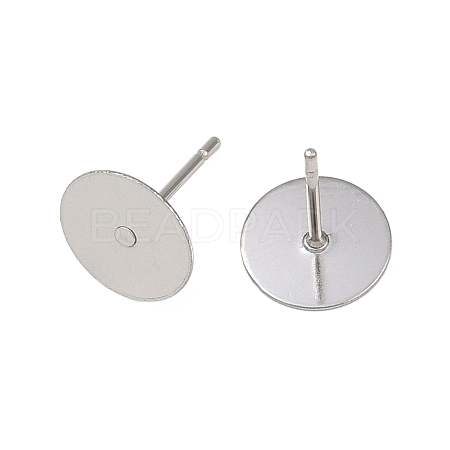 Tarnish Resistant 316 Surgical Stainless Steel Flat Round Blank Peg Stud Earring Settings STAS-R073-06A-1