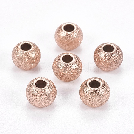 Ion Plating(IP) 304 Stainless Steel Textured Beads LS-STAS-I081-8mm-04RG-1