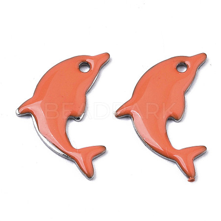 201 Stainless Steel Enamel Pendants STAS-N088-16K-1
