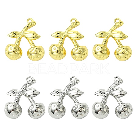 6Pcs 2 Colors Brass Pendants KK-CJ0003-12-1