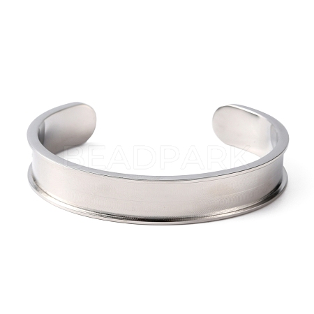 304 Stainless Steel Grooved Bangles DIY-WH0304-370P-1