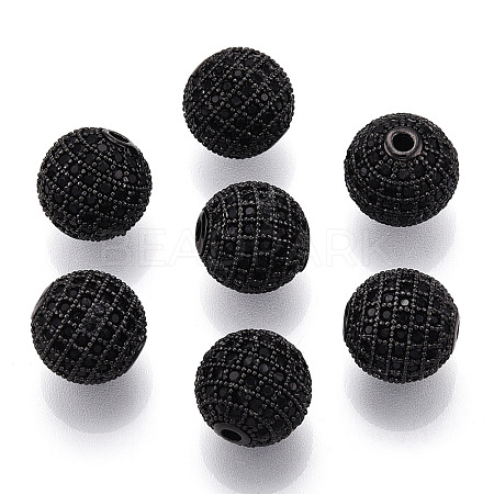Brass Micro Pave Cubic Zirconia Beads ZIRC-Q013-12mm-143B-1