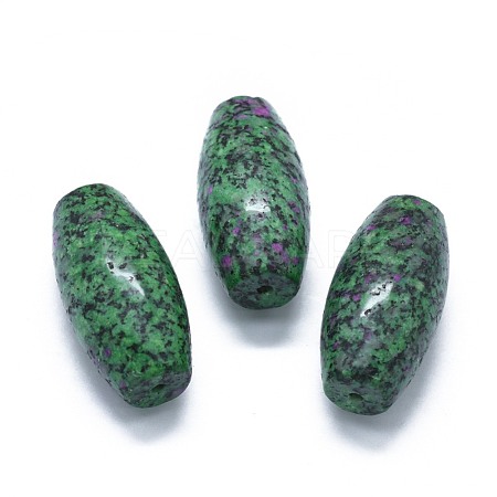Natural Ruby in Zoisite Two Half Drilled Holes Beads G-G795-11-16-1