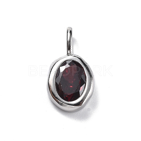 925 Sterling Silver Cubic Zirconia Oval Charms STER-S006-01S-A-1