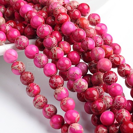 Dyed Natural Imperial Jasper Round Bead Strands G-M274-01-4mm-1
