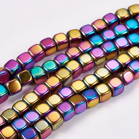 Electroplate Non-magnetic Synthetic Hematite Beads Strands X-G-J172-4x4mm-03-1