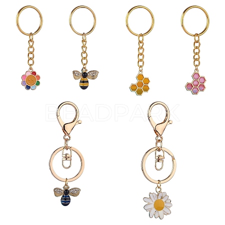 6Pcs Alloy Enamel Pendants Keychain KEYC-SW00003-03-1