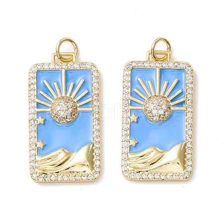 Rack Plating Brass Micro Pave Clear Cubic Zirconia Pendants KK-D073-24G-02-1