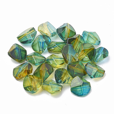 Two Tone Transparent Spray Painted Acrylic Beads X-ACRP-T005-36-1