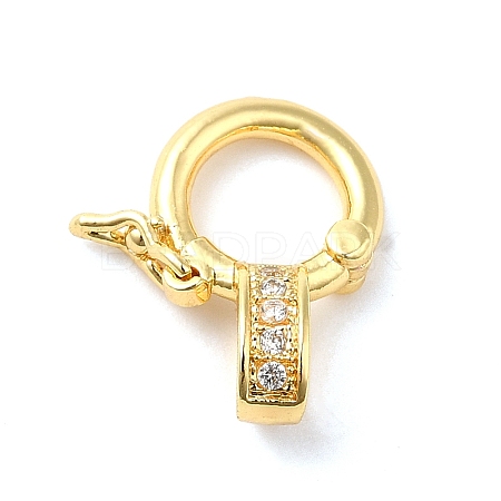Brass Micro Pave Clear Cubic Zirconia Twister Clasps KK-Q772-14G-1
