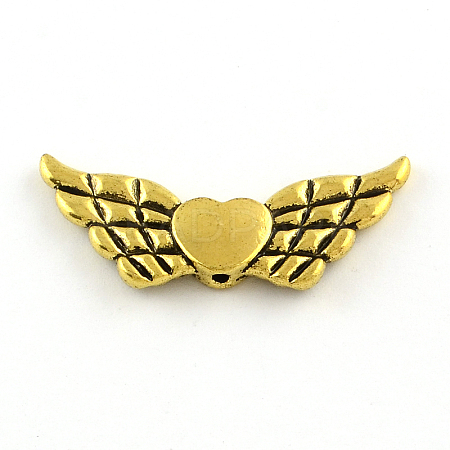 Wing with Heart Alloy Beads TIBEP-R336-152AG-LF-1
