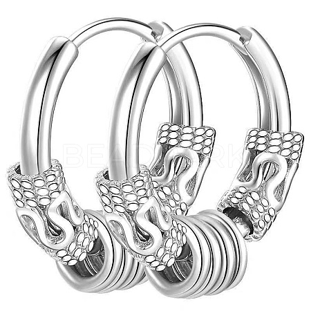 304 Stainless Steel Beaded Hoop Earrings PW-WG23967-07-1