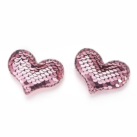 Glitter Sequins Fabric Heart Padded Patches X-DIY-WH0083-A01-1