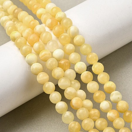 Natural Yellow Jade Beadd Strands G-A274-A01-6mm-1