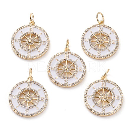Brass Micro Pave Clear Cubic Zirconia Pendants KK-C100-28G-1