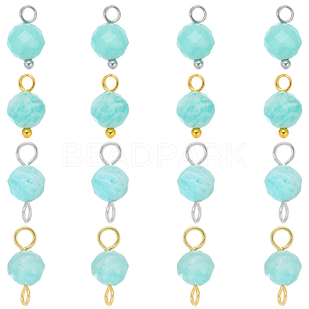 16Pcs 4 Styles December Birthstone Natural Amazonite Pendant and Connector Charms PALLOY-SW00118-1