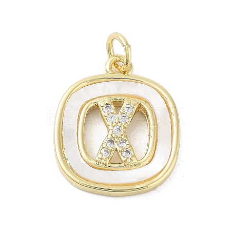 Rack Plating Brass Micro Pave Clear Cubic Zirconia Pendants KK-E102-33G-X-1