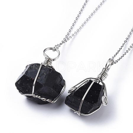 Natural Tourmaline Pendant Necklaces NJEW-JN02424-1