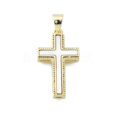 Cross Brass Pendants KK-V010-32G-1