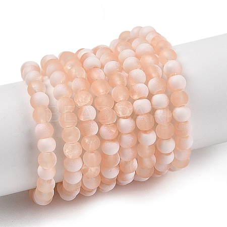 Frosted Crackle Glass Beads Strands GLAA-U001-4mm-M05-1